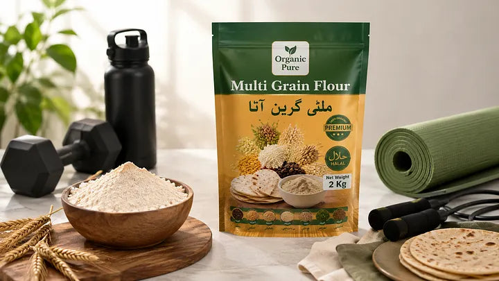 Can Multigrain Flour Help Support an Active Lifestyle? Multigrain flour benefits | Pakistan healthy flour, balanced nutrition.