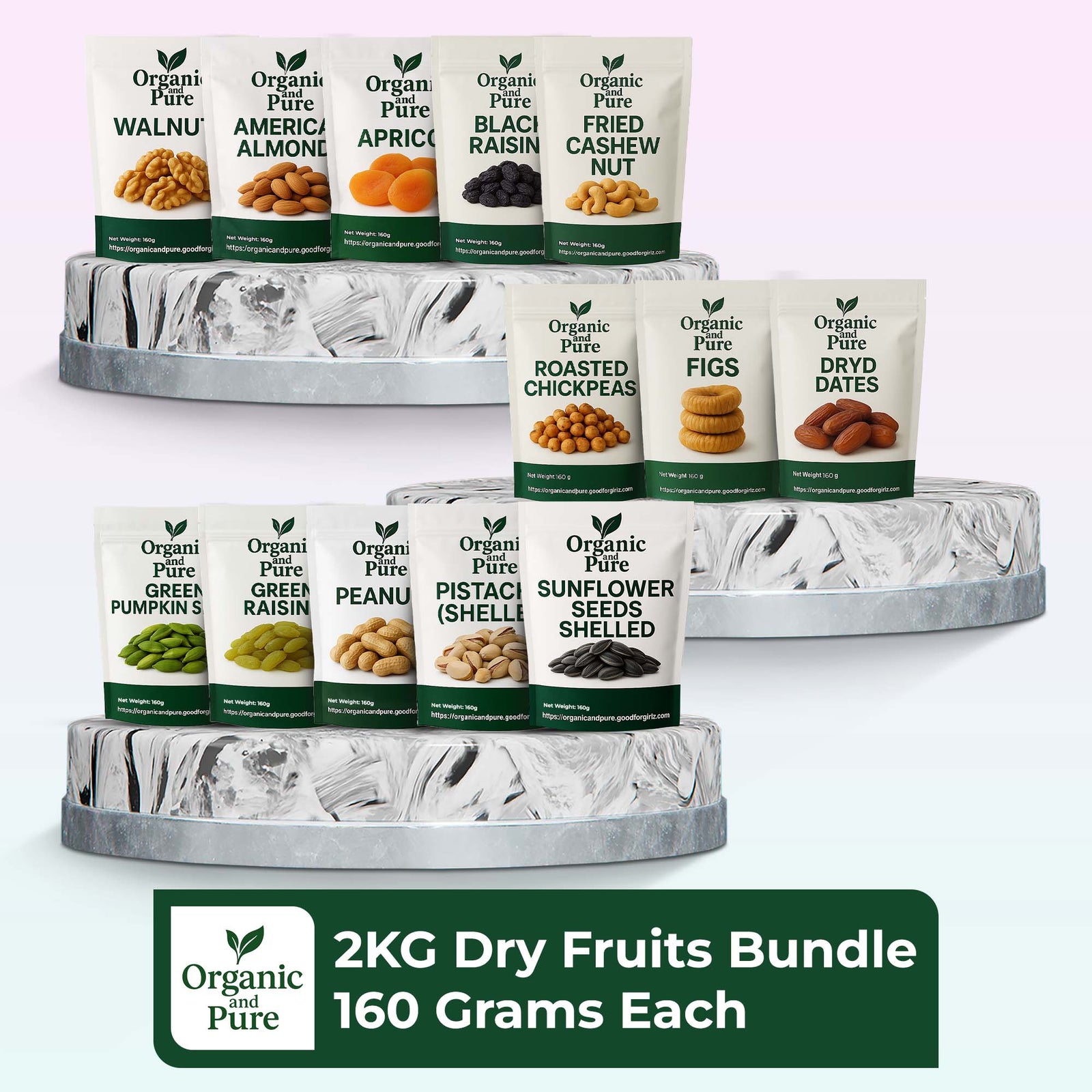 2KG DRY FRUITS BUNDLE (160 Grams Each)