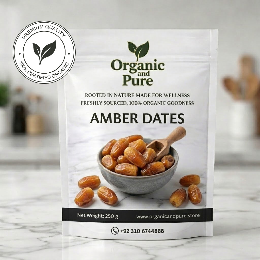 Premium Quality Amber Dates Khajoor, 250gm Pack