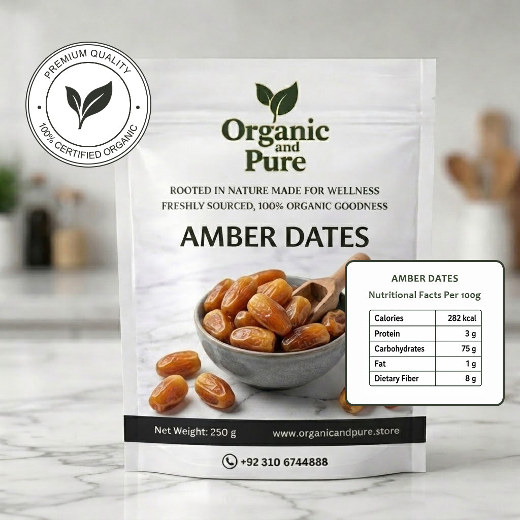 Premium Quality Amber Dates Khajoor, 250gm Pack