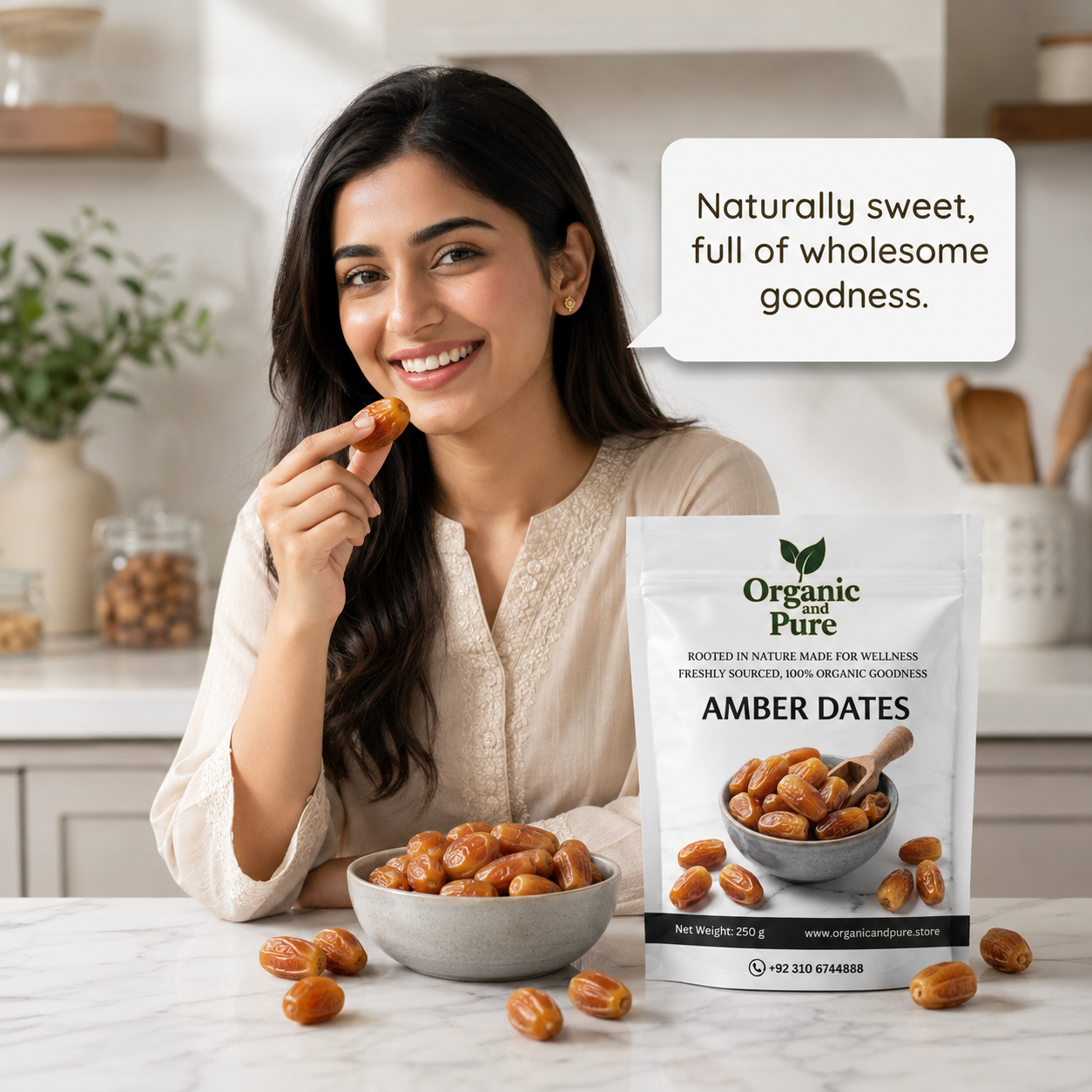 Premium Quality Amber Dates Khajoor, 250gm Pack