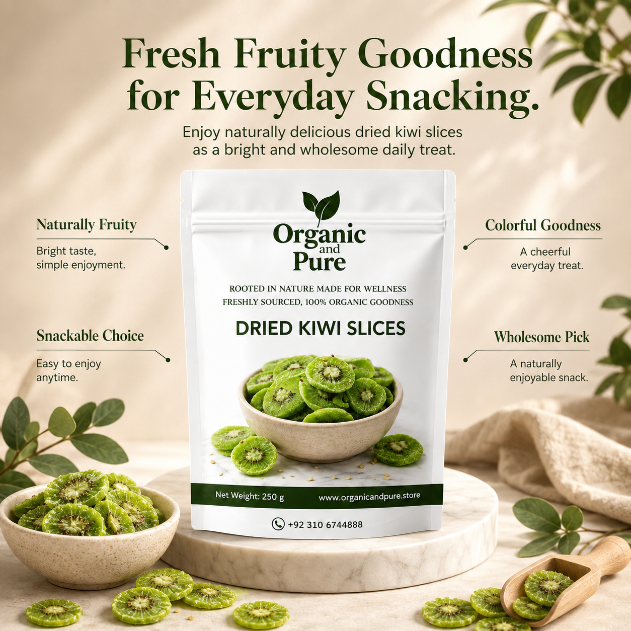 Premium Dried Kiwi Slices ( 250gm Pack )